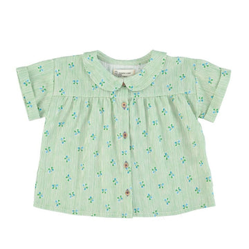 Blouse met Peter Pankraagje - groen met bloemtjes